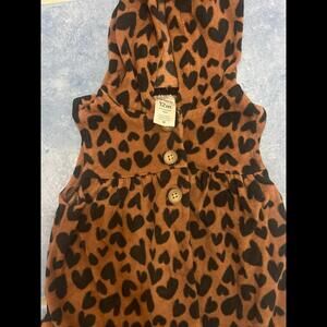 Carters leopard heart print fleece hooded sweater vest 12 months
